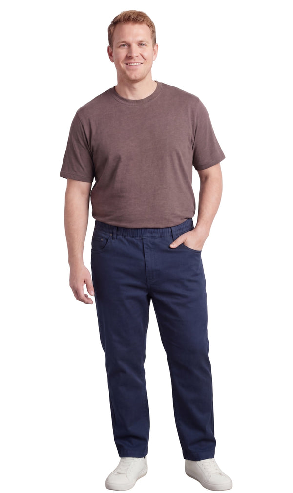 Men’s Lightweight Pull-On Jeans with Elastic Waist Comfortable Fit