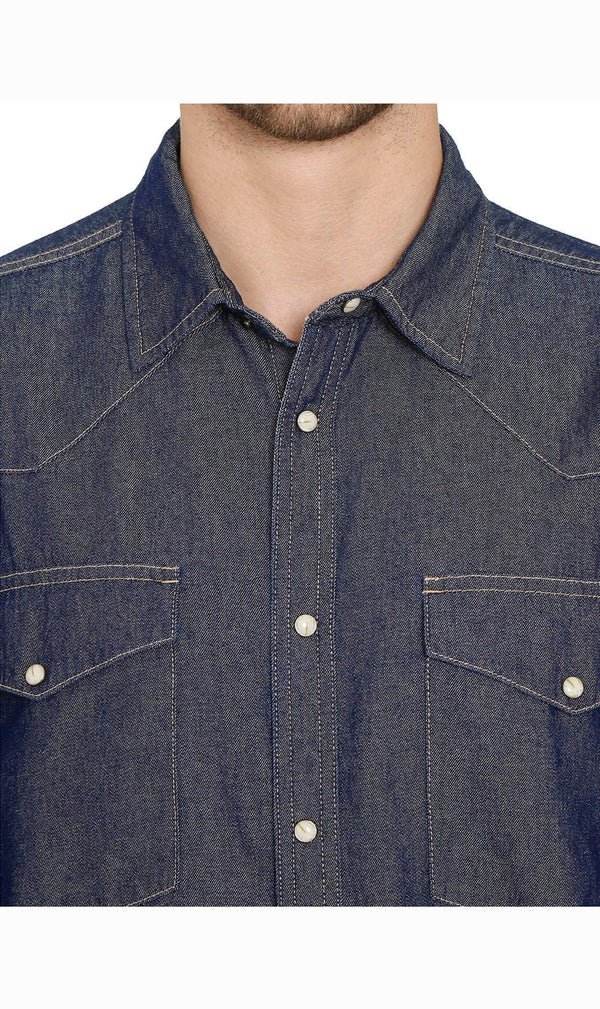 Men’s Western Snap Button Shirt with Chest Pocket Design