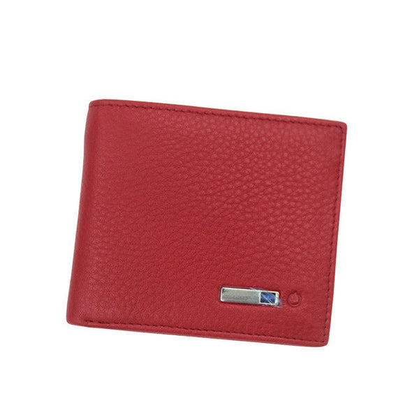 Genuine Leather Bifold Wallet with Anti-Theft Charging Function Design