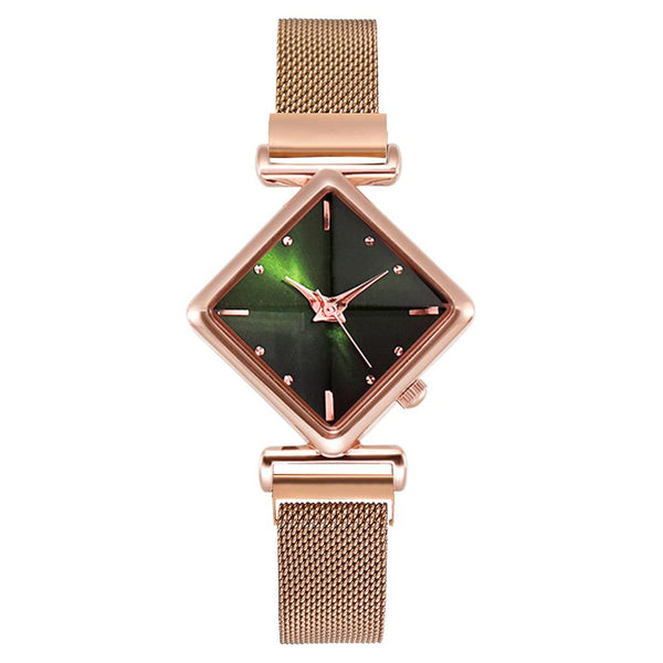 Luxury Square Women’s Watch with Gradient Magnetic Strap Design