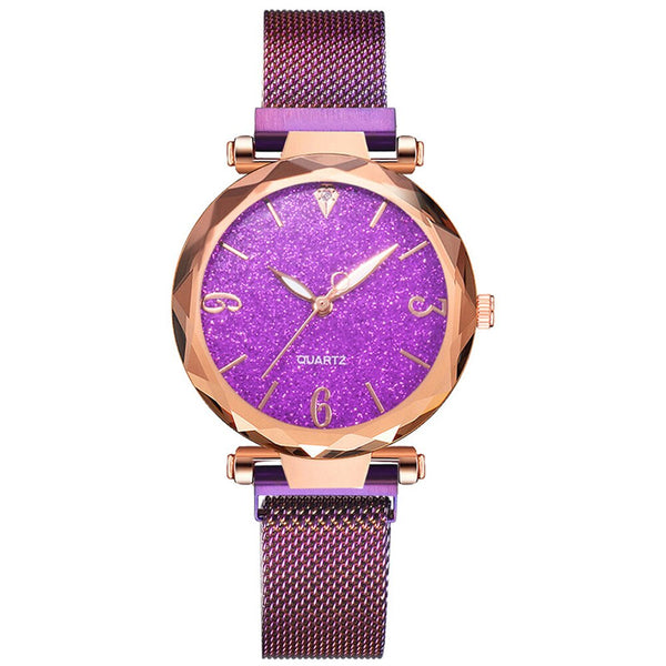 Rose Gold Magnetic Women’s Watch with Starry Sky Design