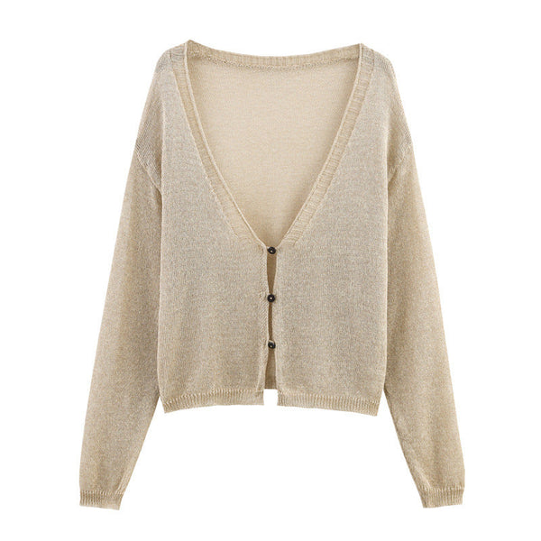 Women’s Loose Knit Jacket with Long Sleeve Casual Design