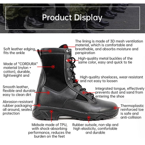 Men’s Genuine Leather Tactical Combat Boots for Outdoor Adventures