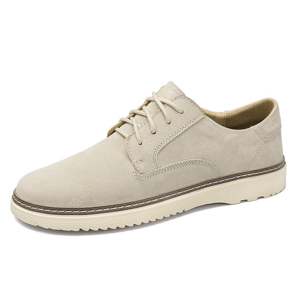 Men’s Leather Casual Work Boots with Breathable Lace-Up Design