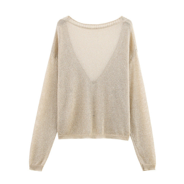 Women’s Loose Knit Jacket with Long Sleeve Casual Design
