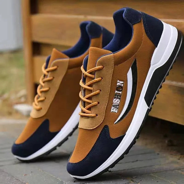 Men’s Retro Running Sneakers with Thick Bottom Patchwork Design