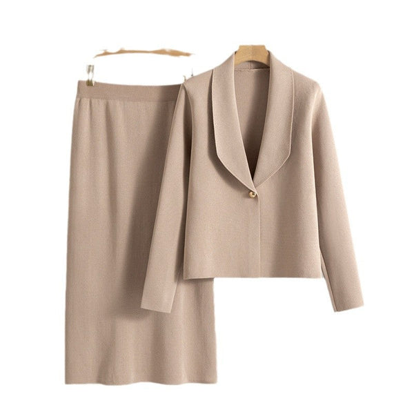 Women’s Skirt Suit Set with Cardigan Sweater Elegant Design