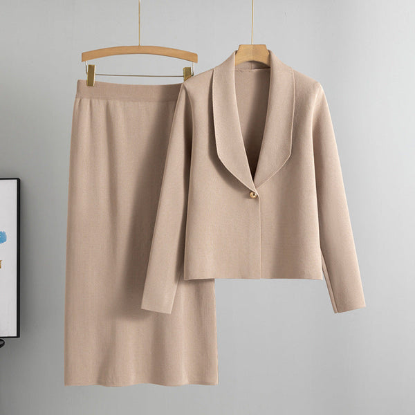 Women’s Skirt Suit Set with Cardigan Sweater Elegant Design
