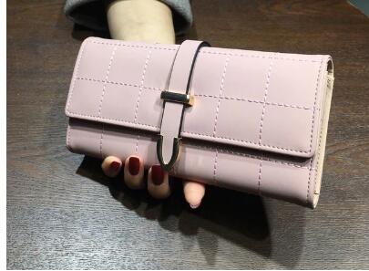 Long Plaid PU Leather Wallet with Phone Storage Design